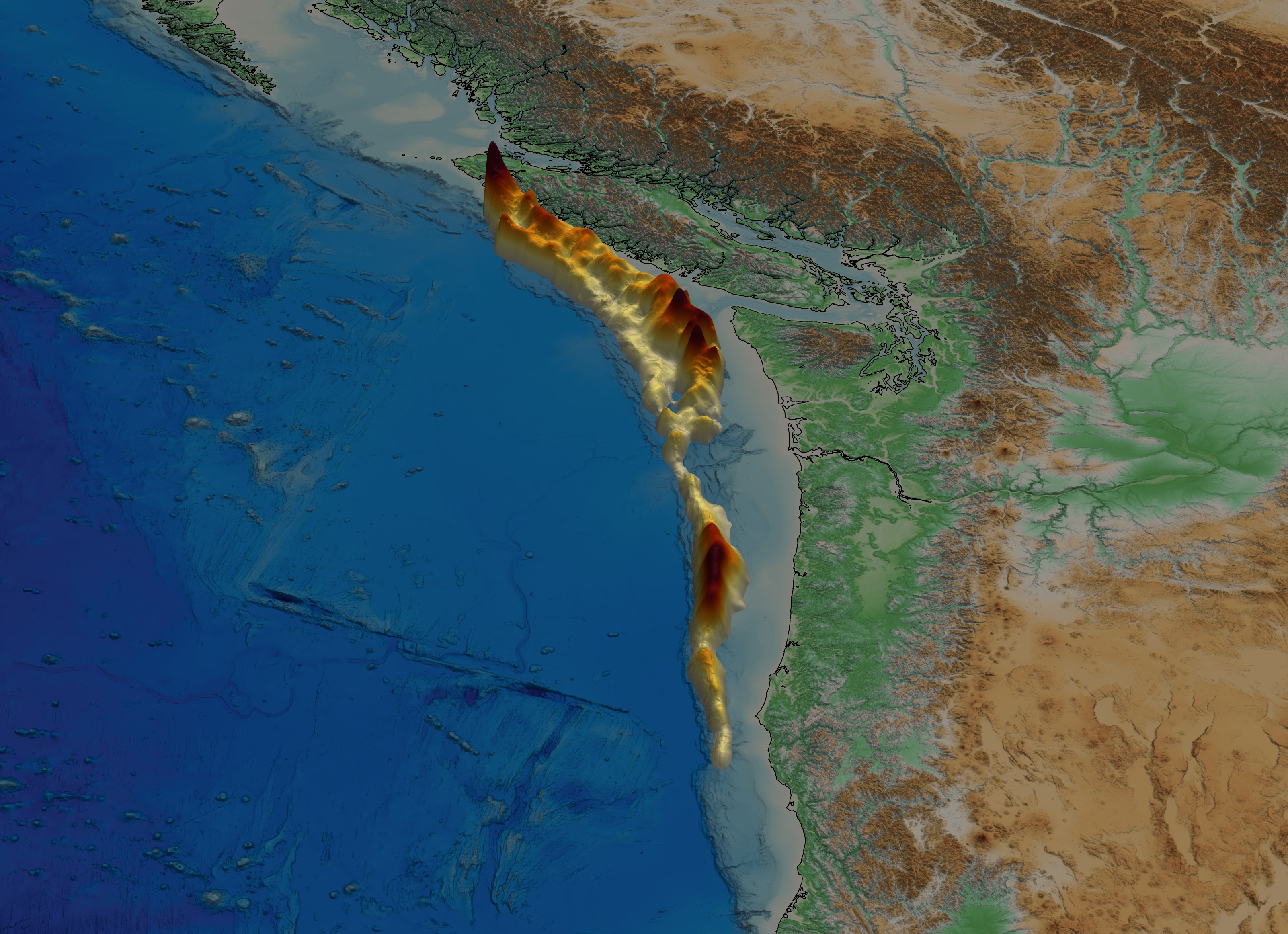 A digital twin of the Cascadia Subduction Zone off the Pacific Northwest coast, enabling a UT‑led team’s breakthrough early‑warning system that provides high-fidelity tsunami forecasts in a fraction of a second, 10 billion times faster than conventional m