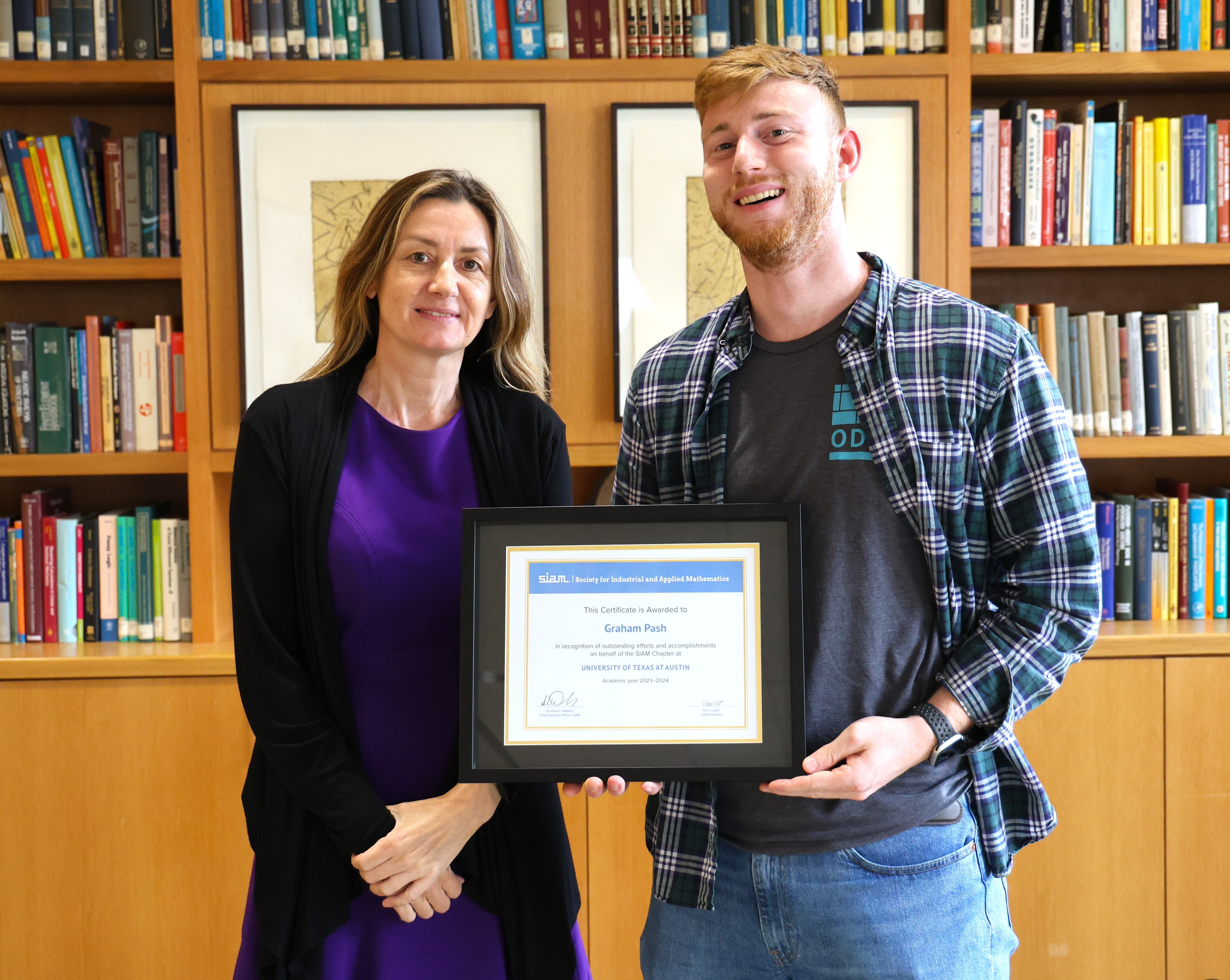 Graham Pash and Karen Willcox, Director of the Oden Institute. Credit: Oden Institute