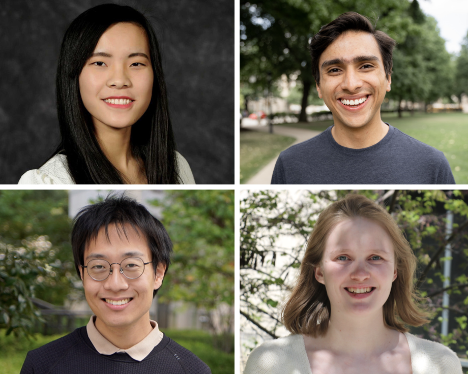 2022-2023 Student Representatives (clockwise) Xin Tang, Sebastian Henao-Garcia, Casey Stowers, and Eugene Park