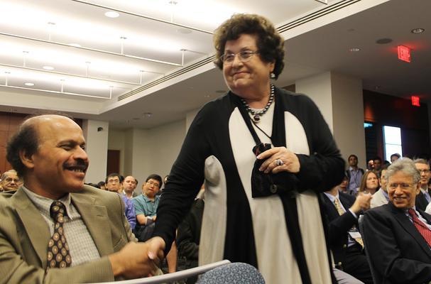 Wheeler at the  United States Association for Computational Mechanics (USACM) award ceremony. Wheeler was awarded the John von Neumann Medal, the highest honor bestowed by USACM.